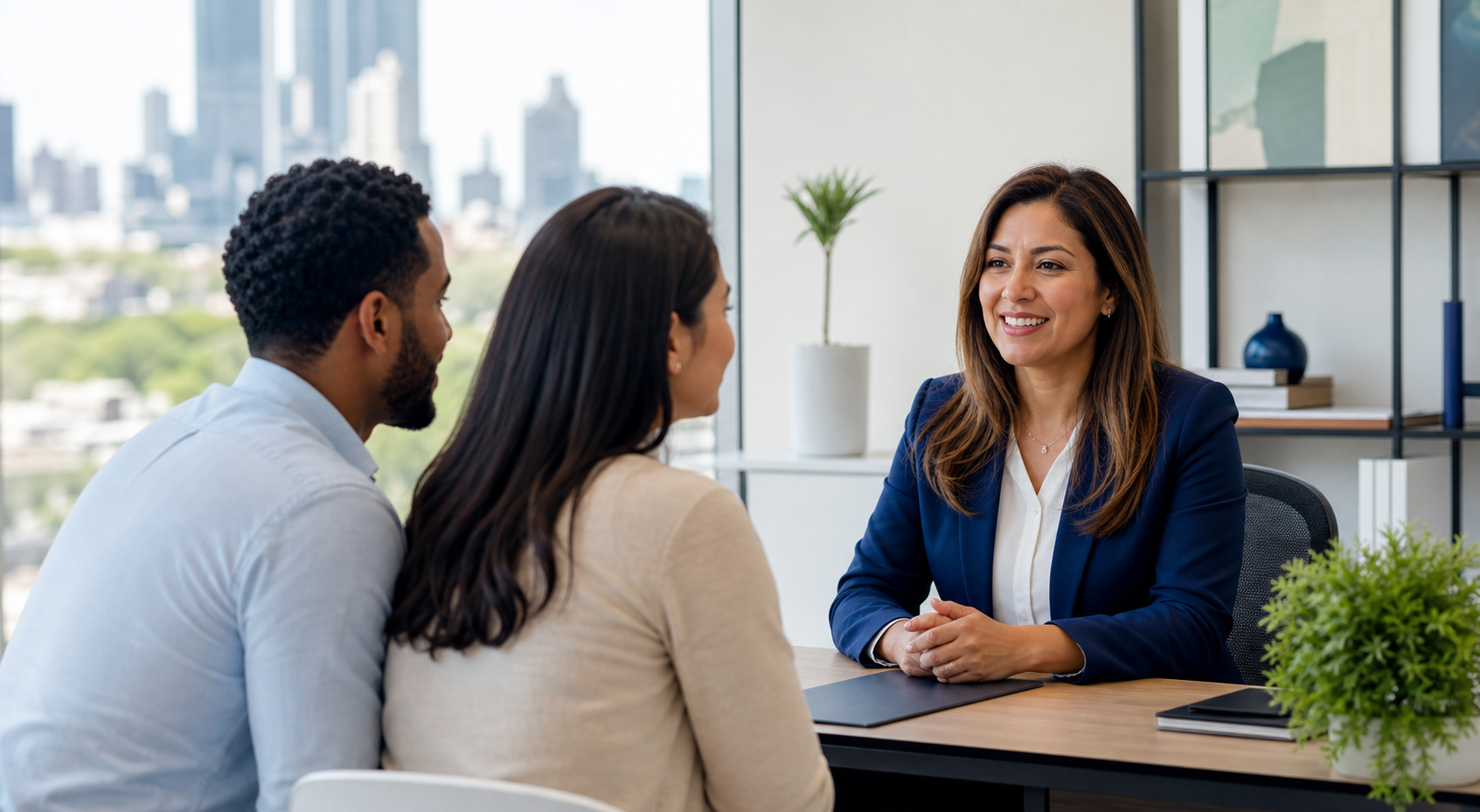 Insurance advisor meeting with clients